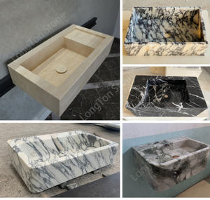 Lavabo de mano de mármol Lialic, lavabo de encimera de mármol con <span class=keywords><strong>venas</strong></span> púrpuras, lavabo de baño, lavabo de piedra Natural, fregadero de mármol colgado <span class=keywords><strong>en</strong></span> la pared - Product Image 6