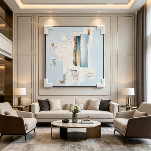 Gray Geometric Textured Art Silk Screen Painting Handmade <b>Abstract</b> Relief Artwork <b>Canvas</b> Decorative Still Life Wall Art - Product Image 4