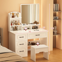 Coiffeuse moderne Tenghang blanc crème avec miroir et tiroirs de rangement, bureau de maquillage pour chambre à coucher, ensemble de meubles organisateur de maquillage