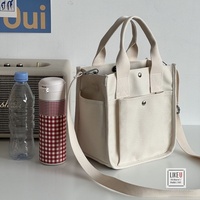 Sac à déjeuner en toile de style coréen, anime, dessin animé, avec grande capacité, fermeture ouverte pour les cours, les voyages