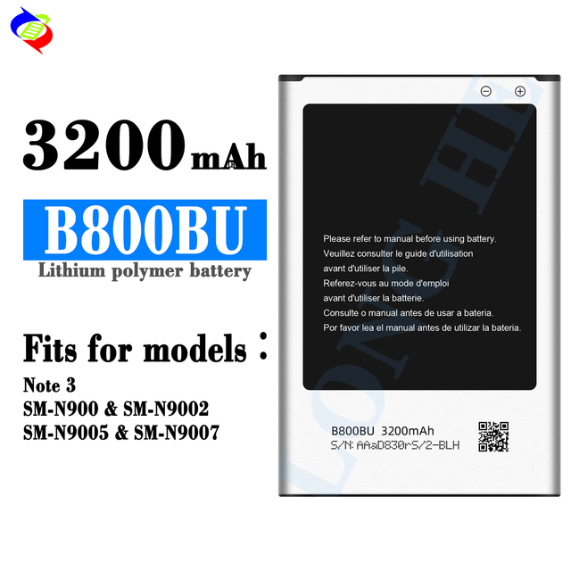 3.8V 3200mAh B800BE B800BU Replacement Battery for Samsung Galaxy Note 3 SM-N900 SM-N9002 SM-N9005 SM-N9007
