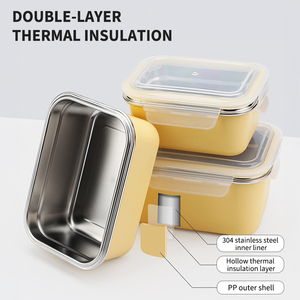Contenedores de alimentos coreanos, fiambrera de acero inoxidable apta para microondas, caja de aislamiento térmico Bento, caja <span class=keywords><strong>Tiffin</strong></span> aislada a prueba de fugas - Product Image 3