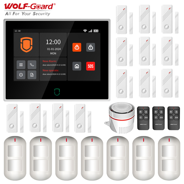 WolfGuard 4G GSM Wifi Gateway Smart Home Automation 7inch Touch Hub Alarm System