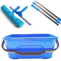 Kit de nettoyage de vitres pratique Racloirs en plastique poussiéreux légers avec ensemble de seau de nettoyage de vitres Facile à utiliser pour le nettoyage des vitres