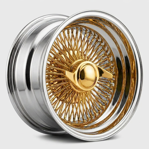 Ruedas de alambre de acero para Chevy Impala Cadillac Fleetwood 13x7 14x7 15x8 5x120.65 5x127 5x114.3 Estilo Lowrider <span class=keywords><strong>100</strong></span> 150 204 radios - Product Image 1