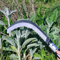 Faucille de désherbage 9 pouces, lame en alliage d'aluminium de 1,5 mm d'épaisseur, finition oxyde noir, manche en fibre de verre, pour jardinage/aménagement paysager