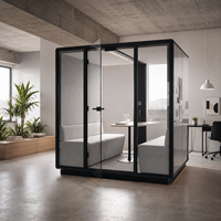 Cabine de bureau insonorisée pour 4 personnes, cabine de réunion acoustique, espace de travail individuel, salle silencieuse pour bureau collaboratif moderne
