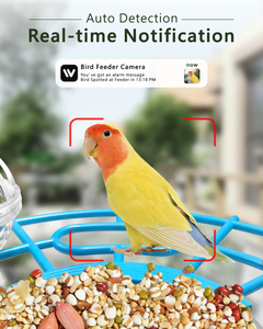 Mangeoire à oiseaux intelligente 2K HD avec caméra, WiFi 2,4 GHz, alimentée par énergie solaire, identification des espèces d'oiseaux et alertes en temps réel, IP65 - Product Image 3