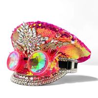 Chapeaux de Capitaine Steampunk Arc-en-ciel à Paillettes pour Festival Burning Man, Vente en Gros, MOQ 3