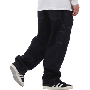 Vente en gros de jeans en denim brut avec logo personnalisé pour hommes grande taille jeans amples à double genou à la mode jeans baggy de charpentier skate - Product Image 4