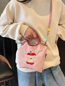 Custom New Style Women's Apple Embroidery Tote Bag with Two Handles Summer Portable Waterproof Crossbody Purse for Work - Product Image 2