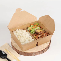 SenAng07 Contenant alimentaire jetable en papier kraft, étanche, avec compartiments personnalisés, idéal pour les sushis, gaufrage, vente en gros