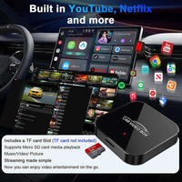 Adaptateur Wi-Fi double bande CarPlay Android Auto 2-en-1, Boîtier multimédia vidéo Netflix AI, Garantie 1 an pour véhicule