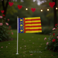 Bandera de Valencia 14x21 cm de Plástico Reutilizable con Asta, Paquete de 12 Unidades, Uso en Exteriores, Buena Calidad, Modelo 24502