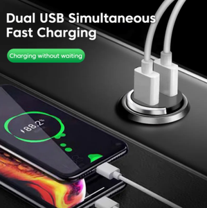 شاحن سيارة <span class=keywords><strong>USB</strong></span> مزدوج المنافذ صغير الحجم بقوة 100 واط، محول شحن سريع 5 فولت/3 أمبير لهواتف آيفون 16/15/14 وشاومي وغيرها - Product Image 3