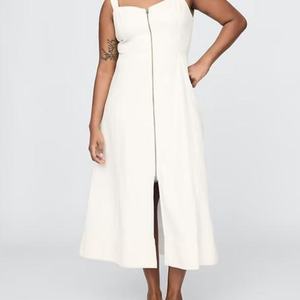 Nouvelle Arrivée Robe en Jean d'Été de Haute Qualité Style Affaires Noble Col Rabattu Délavé à l'Acide Longueur Midi Robe en Jean Modeste - Product Image 5