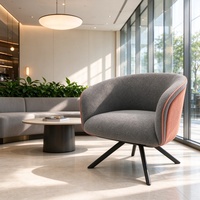 Fauteuil d'appoint ergonomique pivotant en tissu, siège en forme de baril, pieds en métal inclinés, pour salle à manger, bureau