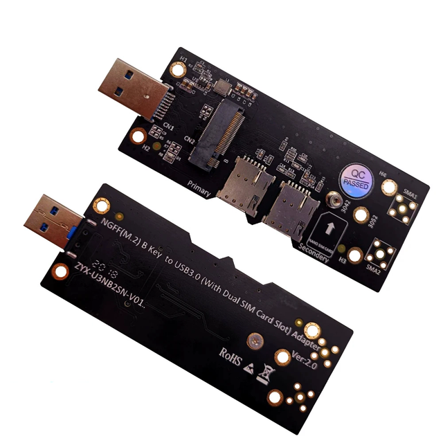 M.2 to USB3.0 with Dual SIM Card Slots 3G/4G/5G/LTE Modules with Card Slot Adapter Card