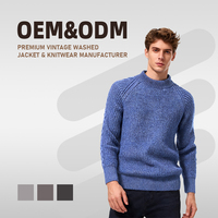 Pull en coton d'hiver pour homme, col rond, tricoté, motif uni, logo personnalisé OEM et ODM en gros