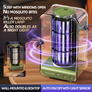 Lámpara Mata Mosquitos Eléctrica Recargable, Trampa de Luz UV de 395 Nm, Eliminador de Insectos Silencioso, de Pared y Escritorio, Doble Uso - Product Image 2