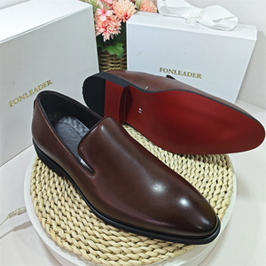 Zapatos de Vestir Clásicos con Suela Roja <span class=keywords><strong>para</strong></span> <span class=keywords><strong>Hombre</strong></span>, Cómodos, Duraderos, con Punta en Pico, <span class=keywords><strong>Mocasines</strong></span> Formales Sin Cordones - Product Image 1