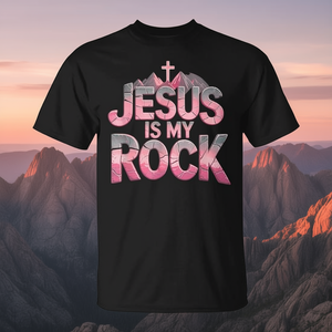 Jesus Is My Rock Pink T-shirt religieux chrétien rose pour hommes, taille moyenne - Product Image 3