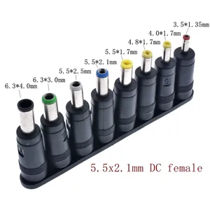Adaptador de enchufe hembra DC 5.5X 2,1 MM, conectores a 6,3, 6,0, 5,5, 4,8, 4,0, 3,5mm, 2,5, 2,1, 1,7, 1,35mm, adaptador de corriente con puntas masculinas