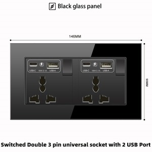 Panel Saklar Dinding Kaca Temper Berkualitas Tinggi UK 13A 250V <span class=keywords><strong>Single</strong></span> Pole <span class=keywords><strong>3</strong></span> <span class=keywords><strong>Gang</strong></span> 1 <span class=keywords><strong>Way</strong></span> atau 2 <span class=keywords><strong>Way</strong></span> Switched Socket - Product Image 6