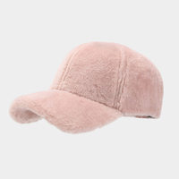 Casquette de baseball unisexe en fausse fourrure de lapin, chaude et moelleuse, à bord incurvé, style décontracté, épaisse et douce, pour homme et femme
