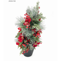 Arbre de Noël de bureau en pot en gros d'usine PVC petit arbre de Noël décoration fleurs décoratives, couronnes et plantes