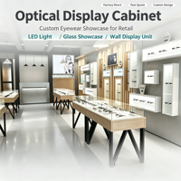 Meubles de magasin d'optique modernes sur mesure, table de présentation de lunettes avec éclairage LED, présentoir mural pour lunettes, vitrine pour lunettes de soleil, vente au détail