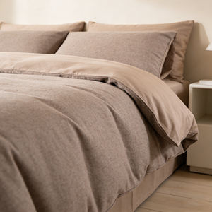 3-delig 150 gsm katoenen garengeverfde chambray Oxford dekbedovertrekset met 100% katoenen effen pigmentprint - Product Image 1