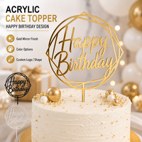 Décoration de gâteau d'anniversaire personnalisée en acrylique miroir doré rond