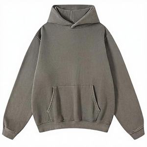 Hoodie personnalisé léger d'automne à col zippé, en coton French Terry 400G, effet vieilli vintage délavé à l'acide 480G, unisexe, coupe-vent - Product Image 3