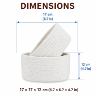 Lot de 2 paniers de rangement ronds en coton tressé à la main, imbriqués, pour l'organisation de la salle de bain