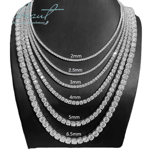 Collar de eslabones cubanos de moissanita, cadena brillante redonda de plata de ley 925 chapada en oro para hombre y mujer, regalo para fiesta - Product Image 1