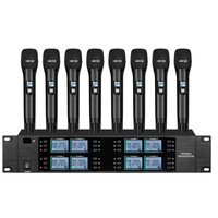 Système de microphone sans fil professionnel à 8 canaux TK-6008-E avec micro-cravate et casque, connecteur XLR, piles AA, fréquence UHF