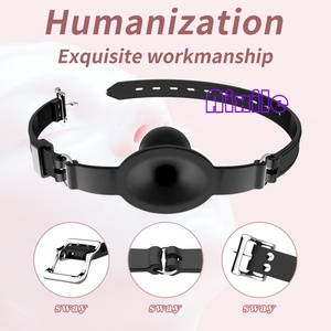 Arnés con mordaza de bola suave para juegos de garganta profunda, mordaza bucal BDSM para entrenamiento de juegos de rol en pareja, juguetes de restricción BDSM, mordazas <span class=keywords><strong>sexuales</strong></span> - Product Image 6