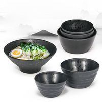 Restaurant japonais de style givré bols à soupe miso en plastique réutilisables petit bol de service noir en mélamine