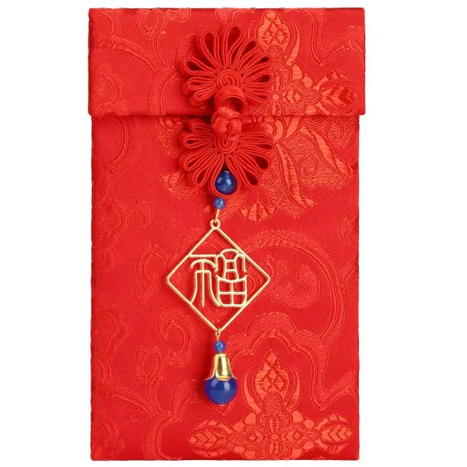 ヴィンテージスタイルのシルクブロケード財布バッグ中国のラッキーマネーギフトパケット結婚式の招待状中国の旧正月の赤い封筒