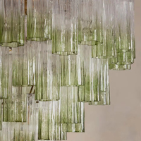 Lustre vintage italien en tube de verre de Murano vert