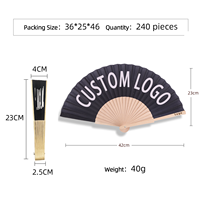 Kipas Tangan Lipat Kayu Buatan Tangan 23cm Berlapis Kain Bunga Aksesoris Pertunjukan Tari Suvenir Pesta Pernikahan Logo Kustom