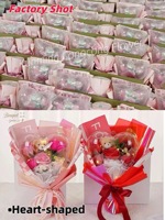 Hadiah Ulang Tahun Hari Valentine Boneka Beruang Teddy Lembut Realistis Buatan Tangan Bunga Sabun Bunga Buatan Akrilik Berbentuk Hati