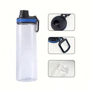 Botella de Agua Deportiva Transparente de 750 ml con Logotipo Personalizado, Orificio para Beber Directamente, Asa Portátil y Tapas Antiderrames para Actividades al Aire Libre - Product Image 3