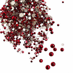 ZK พลอยเทียมแบบผสมสยาม1440ชิ้น SS6-SS20แบนด้านหลังไม่สามารถซ่อมแซมได้เครื่องประดับพลอยเทียมสีทองแบบทำมืออุปกรณ์ตกแต่งเล็บ - Product Image 1