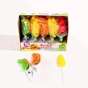 Proveedor al por mayor sabor a fruta maíz sandía naranja forma piruleta caramelo duro colorido dulce bombón - Product Image 1