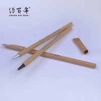Vente flash - Stylo à bille en papier kraft écologique pas cher avec logo personnalisé, largeur d'écriture de 1,0 mm, encre noire/bleue