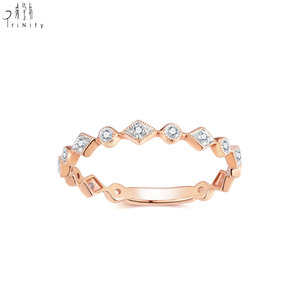 Fabricante de Hong Kong, Joyería Fina al por Mayor, Anillo Hecho a Mano en Oro Rosa de 18K con Diamantes Naturales Reales, Anillo Apilable para Mujer - Product Image 1