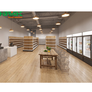 Étagères de supermarché en bois, présentoirs de vente au détail, gondoles pour produits frais et boissons en magasin d'alimentation - Product Image 5