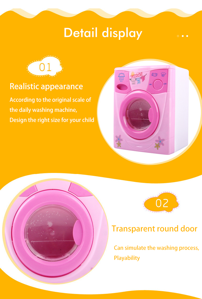Education Toys Mini Combination Home Appliances Can Wash Clothes BO Pretend Play Girls Mini Washing Machine Toy For Kids